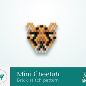 Mini Cheetah, brick stitch pattern, pdf pattern, bead charms, brick stitch animals, bead animal pattern, beading tiger pattern, safari
