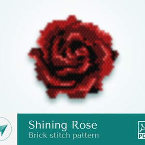 Shining Rose, brick stitch pattern, pdf pattern, brick stitch flower, bead rose pattern, beading flower pattern
