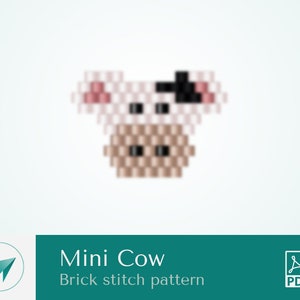 Mini Cow, bead charms, brick stitch pattern, pdf pattern, brick stitch animals, bead animal pattern, beading cow pattern, village animals