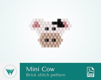 Mini Cow Bead Charm, Brick Stitch Pattern (PDF)
