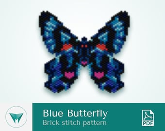 Butterfly Blue, brick stitch pattern, pdf pattern, real buttefly, brick stitch butterfly, bead butterfly pattern, beading butterfly pattern