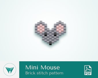 Mini Mouse, bead charms, brick stitch pattern, pdf pattern, brick stitch animals, bead animal pattern, beading mouse pattern