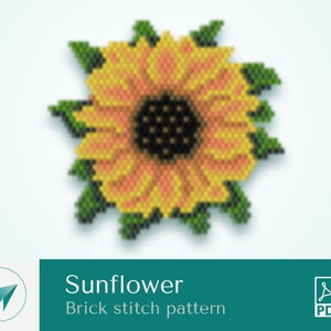 Sunflower, brick stitch pattern, pdf pattern, brick stitch flower, bead sunflower pattern, beading flower pattern