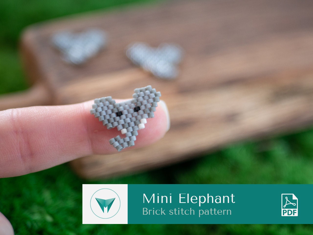Mini Elephant, Brick Stitch Pattern, Pdf Pattern, Bead Charms, Brick ...
