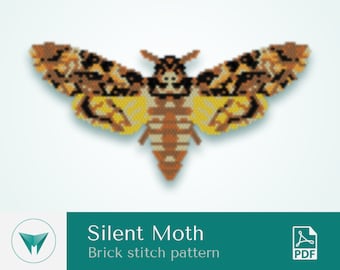 Silent moth, brick stitch pattern, pdf pattern, brick stitch butterfly, bead butterfly pattern, beading butterfly pattern