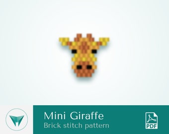 Mini Giraffe, bead charms, brick stitch pattern, pdf pattern, brick stitch animals, bead animal pattern, beading giraffe pattern, safari