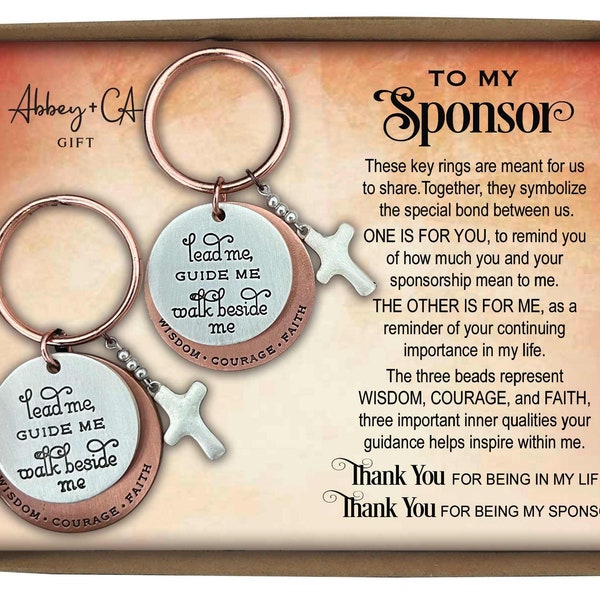 Confirmation Sponsor Key Ring Set of 2, Catholic Christian Religious Sponsor Gift, Beaded Cross Charm Keyring, Thank you Sponsors Gifts