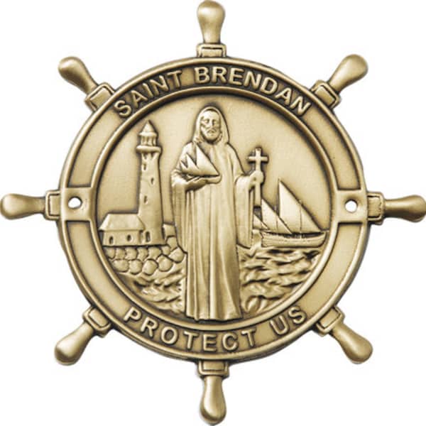 Catholic Medal, pendant, medal, navigation, catholic medals, raft, yacht, sailor, scuba, sailing, St Brendan, canoe, boating, divers