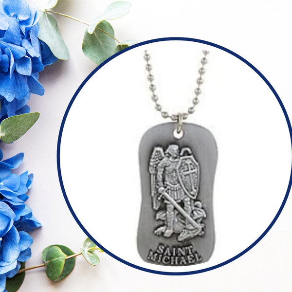 Saint Michael Dog Tag, military coin, thin blue line, t Michael, St Michael pendant, St Michael necklace, Michael,  police, religious, sales