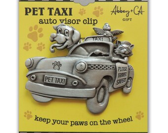 Dog Cat Visor Clip for Pet Taxi, Drive Safely Reminder, Auto Safety Clip, Dog Lover Gift, Cat Owner Gift