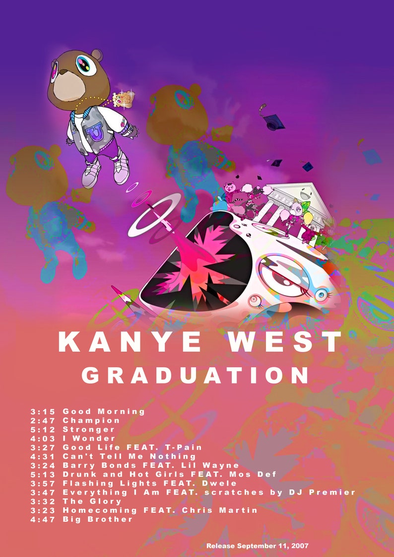 KANYE WEST Graduation Album Cover Poster Art Gift Art Etsy