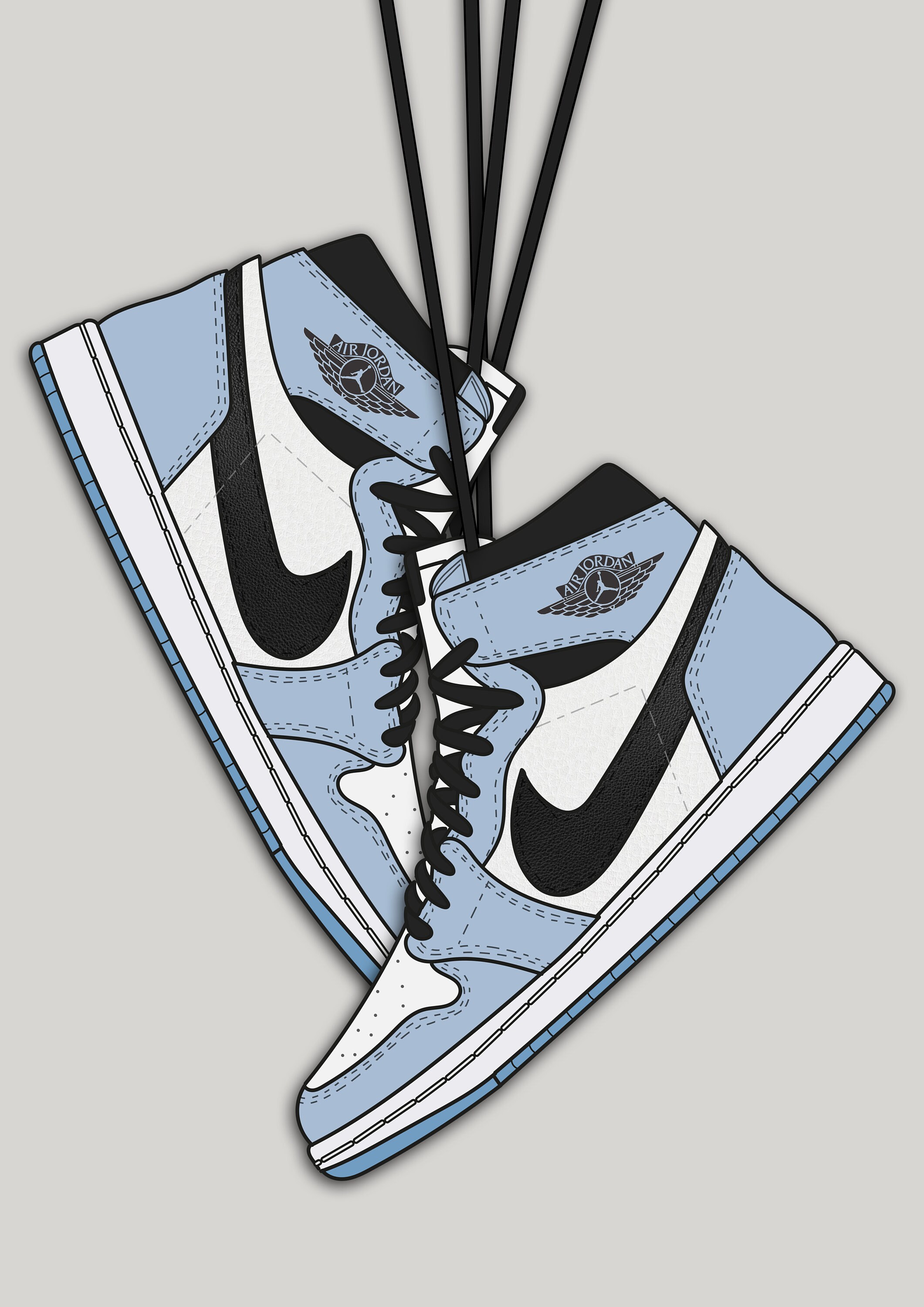Sneaker trainer Air Jordan 1 university blue poster art print Etsy