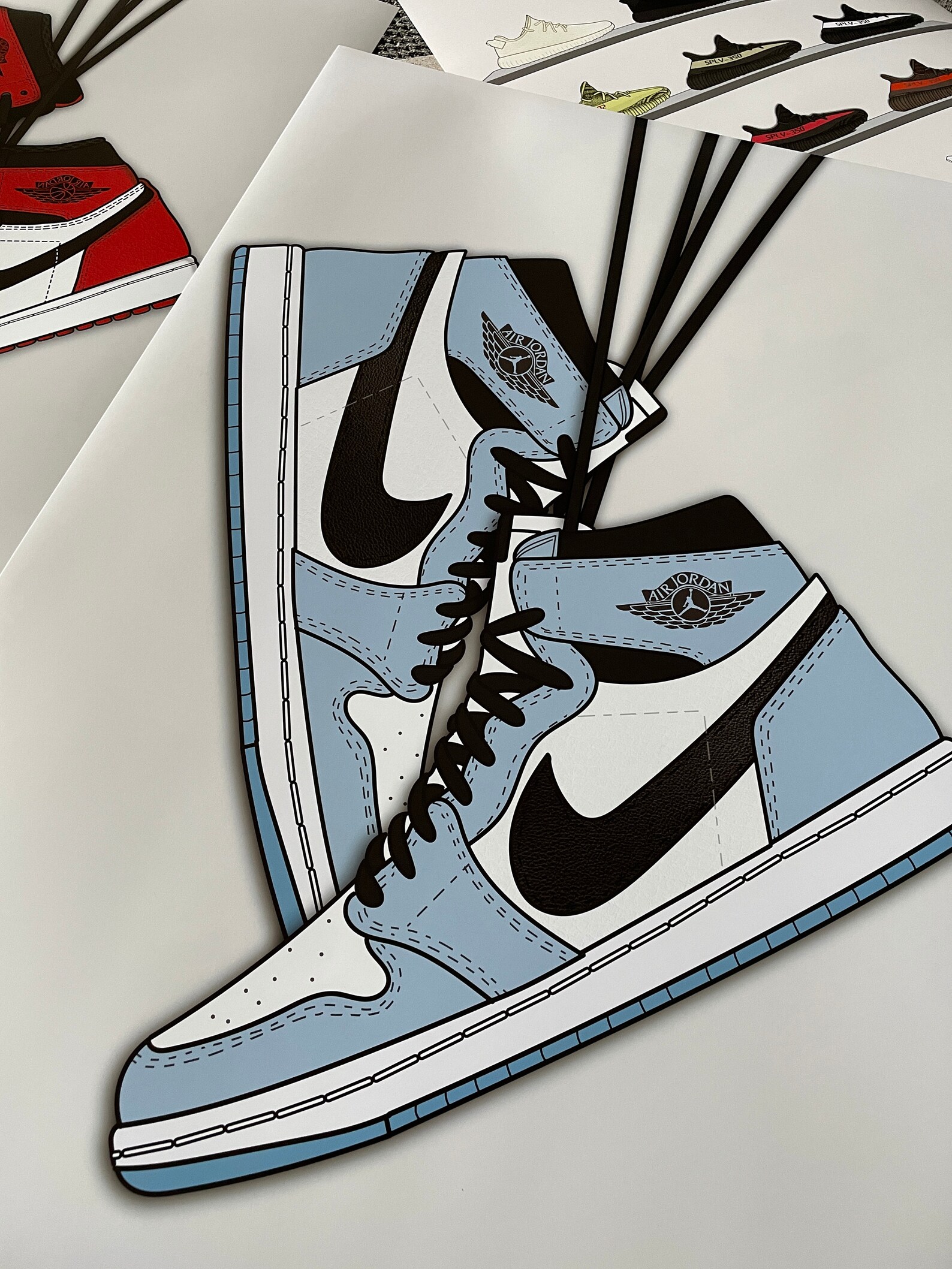 Sneaker trainer Air Jordan 1 university blue poster art print | Etsy