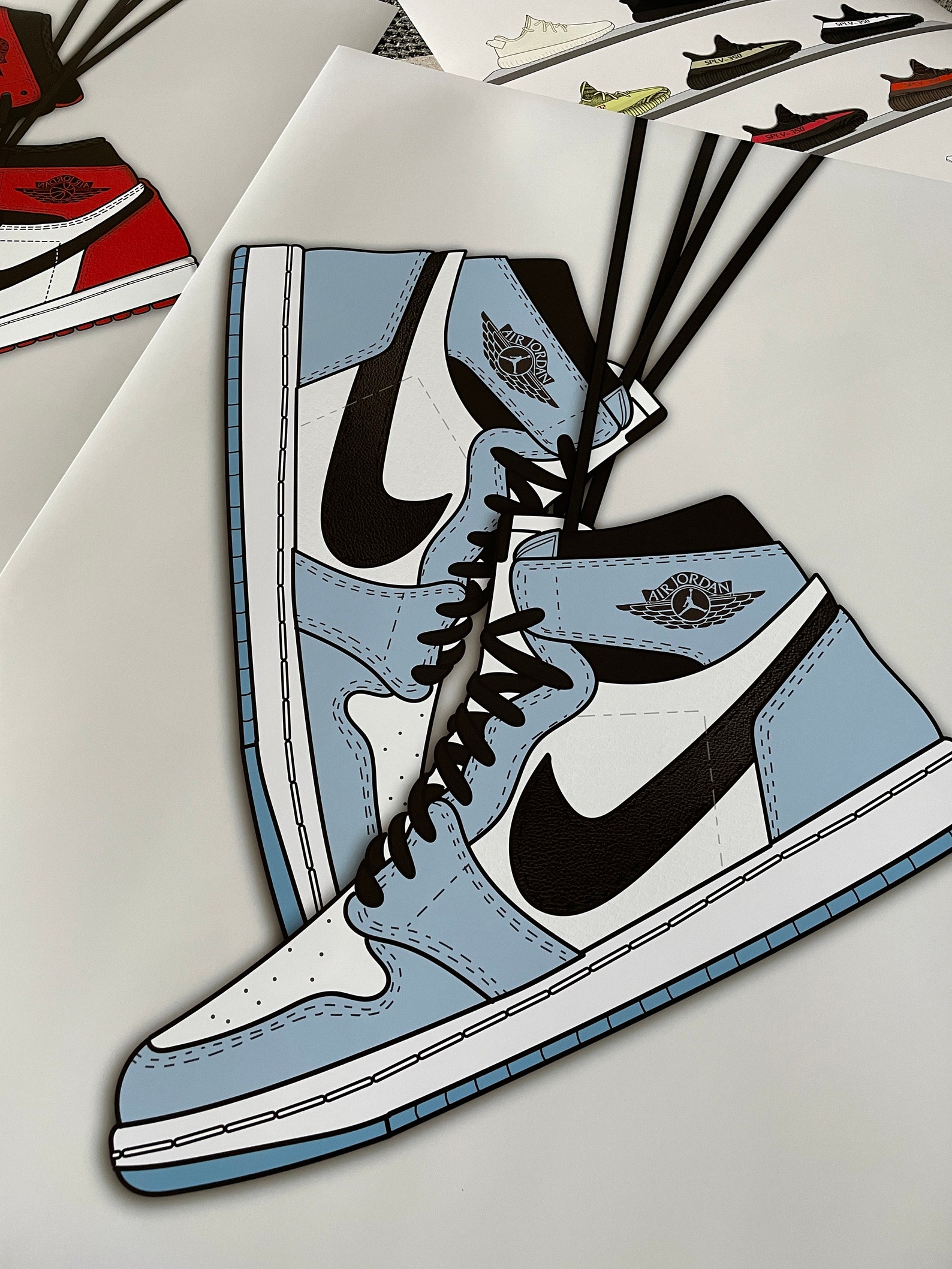 Sneaker trainer Air Jordan 1 university blue poster art print Etsy
