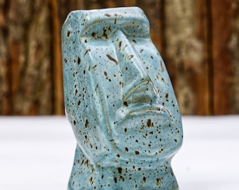 Moai Blue tiki mug / vintage mug / unique handmade ceramic Mug / tiki culture lovers / mug sculpture / cocktail mug / tiki bar equipment