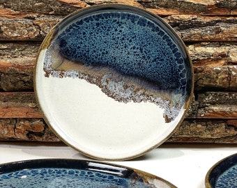 Turquoise Ceramic decorative plate / Turquoise Plate TAHOE / Breakfast plate / Dessert plate