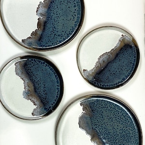 Dark Moana ceramic dessert plate / For ocean lovers  / The dishes look beautiful on it / Handmade ceramic plate
