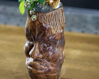 Ent tiki mug / leaf face tiki mug / unique handmade ceramic Mug / tiki culture lovers / mug sculpture / cocktail mug / tiki bar equipment