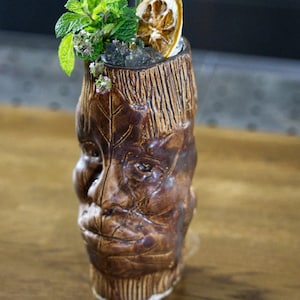 Ent tiki mug / leaf face tiki mug / unique handmade ceramic Mug / tiki culture lovers / mug sculpture / cocktail mug / tiki bar equipment