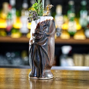 Brown Bat tiki mug / tiki mug / unique handmade ceramic Mug / tiki decor / mug sculpture / cocktail mug / tiki bar equipment