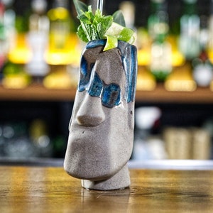 Moai Stone Cenote tiki mug / tiki mug / unique handmade ceramic Mug / tiki culture lovers / mug sculpture / cocktail bar equipment