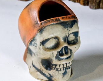 Taza tiki SKULLBOY NARANJA / taza tiki / taza de cerámica única hecha a mano / amantes de la cultura tiki / escultura de taza / taza de cóctel / equipo de bar