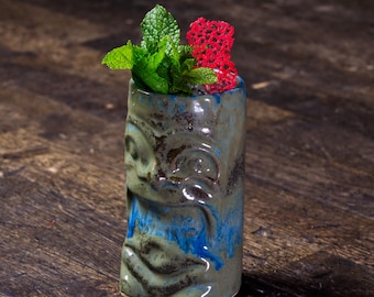 Tribal tiki mug / tiki mug / unique handmade ceramic Mug / tiki decor / mug sculpture / cocktail mug / tiki glasses