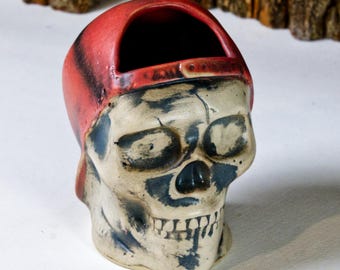 Taza tiki SKULLBOY ROJA / taza tiki / taza de cerámica única hecha a mano / amantes de la cultura tiki / escultura de taza / taza de cóctel / equipo de bar