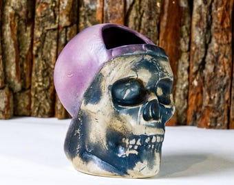 Taza tiki SKULLBOY PÚRPURA / taza tiki / taza de cerámica única hecha a mano / amantes de la cultura tiki / escultura de taza / taza de cóctel / equipo de bar