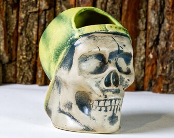 Taza tiki SKULLBOY AMARILLA / taza tiki / taza de cerámica única hecha a mano / amantes de la cultura tiki / escultura de taza / taza de cóctel / equipo de bar tiki