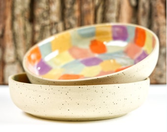 Bowl-Plate Rainbow / Happy ceramic plate / colorful plate / Ideal for pasta, risotto, bowl or just a soup.