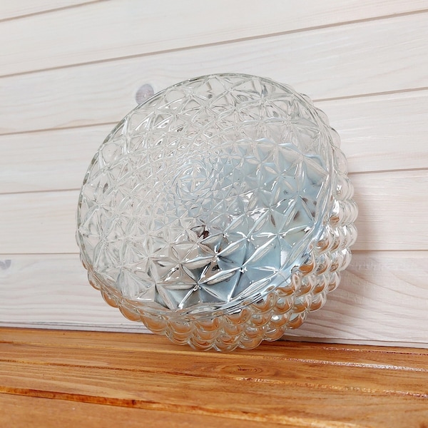 Vintage ceiling light / glass flush mount lamp / glass sconce lamp / wall light 1980s round glass / Retro lighting / glass wall lights