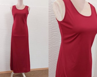 Vintage simple maxi dress / red long summer dress 90s / retro sleeveless dress