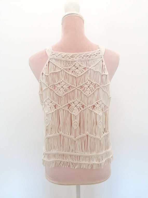 Vintage summer knit top / crochet shirt, tank TOP… - image 4