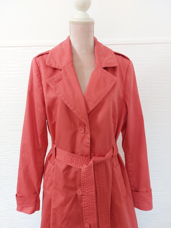 Vintage Y2K pink trench coat / women trench / long tr… Gem