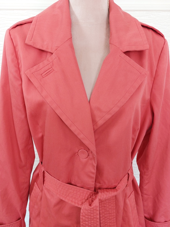 Vintage Y2K pink trench coat / women trench / long tr… Gem