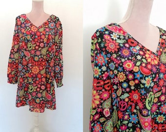 robe multicolore vintage / robe hippie des années 90