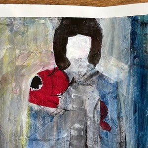 Ritratto astratto - Collage acrilico su carta acquerello - opera originale