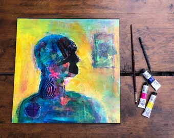 Abstract Portrait - acrylic painting on canvas - Contemporary original painting