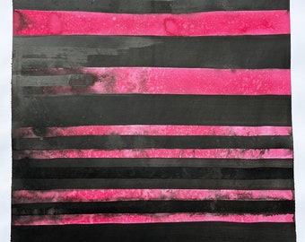 original abstract painting on paper, modern decoration to frame under glass