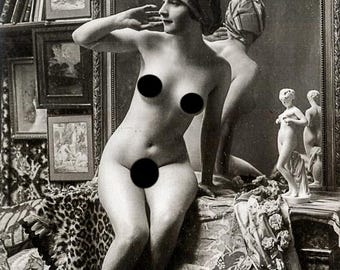Woman lying , vintage photo print, 20th century
