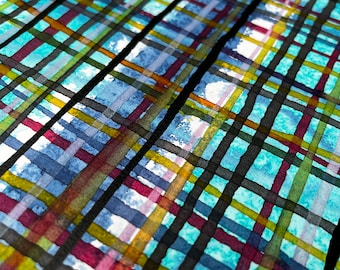 original abstract painting signed on ink-based paper, decorative design to be framed under glass