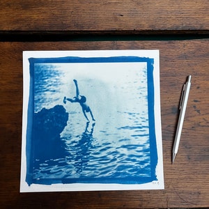 cyanotype print - portrait of young girl