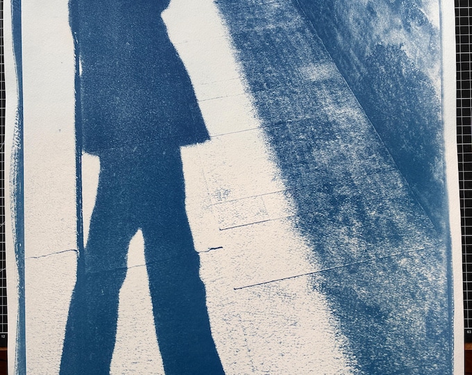 mysterious shadow - original cyanotype print - limited edition
