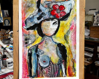 abstrait portrait - contemporary paint on paper