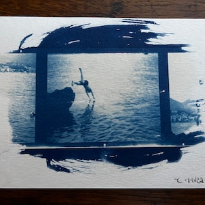 The dive - original cyanotype print