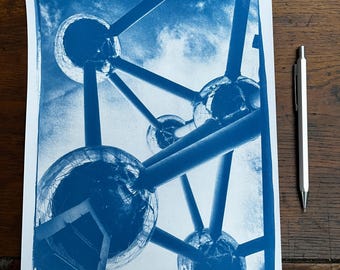Atomium Belgium - Original cyanotype print