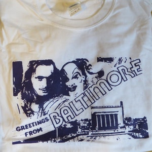 John Waters and Divine T shirt : Pink Flamingos / Trash / Hairspray / Baltimore /