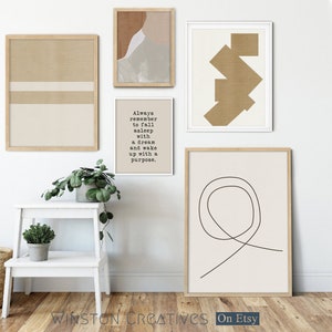 Boho Wall Art Gallery Wall Set, Mid Century Modern Prints, Bohemian Decor Wall Art Prints, Printable Wall Art, Boho Home Decor Neutral Print