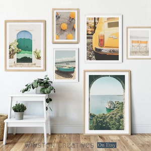Italië Gallery Wall Set, Coastal Set van 6 prints, Summer Beach Decor Print Set, Instant Download, Moderne abstracte muurkunstset, afdrukbare kunstset